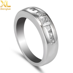 Stainless Steel Unisex <b>Rings</b> Inlaid Classic Luxury <b>Gold</b> Channel <b>Set</b> Wedding Engagement Party Gifts Wedding Bands - Product Image 3