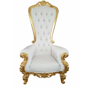 Chaises King and High Back moins chères sur le trône en or chaise de mariage de luxe royale pour le marié et la mariée chaise d'hôtel antique banquet - Product Image 1