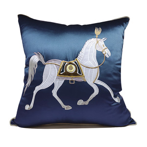 Modern Simple New Chinese <strong>Orange</strong> Stallion Embroidered Horse <strong>Pillow</strong> Cover Luxurious Light Cushion for Home Use - Product Image 4