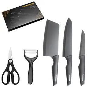 Multifuncional Kitchen Block Knife Set 5pcs Maifan Stone Coating Aço Inoxidável Natal Luxury Space Valentine Minimalista