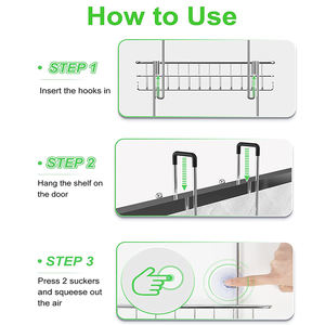 Estante de almacenamiento para ducha de la mejor calidad, conjunto de <span class=keywords><strong>accesorios</strong></span> de champú colgante para <span class=keywords><strong>baño</strong></span> de vidrio, estante organizador Caddy <span class=keywords><strong>sin</strong></span> perforación - Product Image 6
