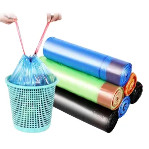 Eco Friendly Drawstring Refuse Bag Heavy Duty Refuse Sacks Trash Bin Liner Garbage Bag