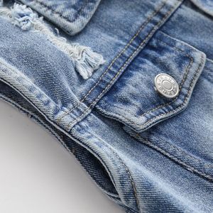 Nouveau Style printemps automne vêtements d'extérieur pour enfants manteau <span class=keywords><strong>sans</strong></span> manches coton Denim décontracté bébé <span class=keywords><strong>garçon</strong></span> gilet veste - Product Image 5