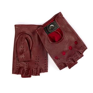 Four-Seasons Driving Goat Leather Half-<b>Finger</b> <b>Gloves</b> Women's Fashion Hollow-Rivets Motorcycle Riding Leather <b>Gloves</b> Pakistan - Product Image 2