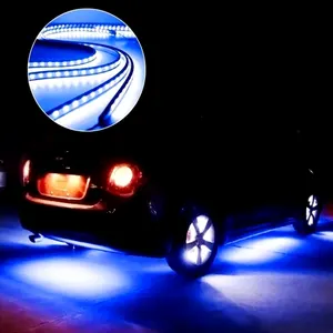 רכב תחת אור h בקרת אפליקציה RGB LED רצועת אור 24 אינץ' x 4+59 אינץ' x 2 ערכות רצועות תאורה עמיד למים תחתית IP68