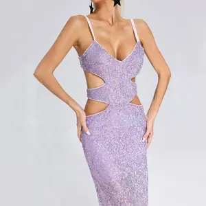 Женское вечернее платье с глубоким V-2024
