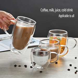 Wholesale Shape Borosilicate Double Wall Coffee Cups Minimalist Design for Giveaways - Product Image 4