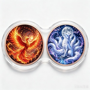 Juego de Monedas Dobles de Cobre Puro de 1oz al por Mayor con Impresión UV 2D, Medalla de Fénix y Zorro de Nueve Colas para Colección de Fantasía y Regalo - Product Image 1