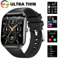 Montre connectée MT61 ultra-fine 7,5 mm, écran AMOLED incurvé carré de 1,96 pouce, application Fitcloudpro, appel Bluetooth, bouton rotatif