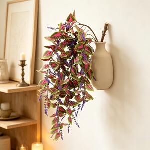 Plante grimpante artificielle murale An Yun Coleus, motifs floraux violets, bleus et verts, 130g, décoration intérieure - Product Image 3