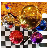 Décoration d'événement géante Sphère flottante en PVC Ballon miroir irisé argenté Disco Boule miroir gonflable brillante