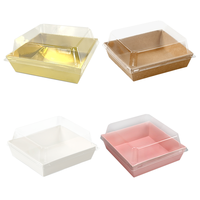 Vierkante Cake Slice Verpakkingen van Kraft Bakkerspapier, Charcuterie Boxen met Transparante Deksels voor Desserts, Koekjes, Sandwiches