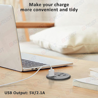 Œillet électrique pour canapé américain avec chargement USB, 2 pouces, trou, 1 prise, 2USBA, 5V, 2,1 a, noir
