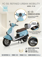 Scooter/cyclomoteur à essence 4 temps refroidi par air forcé EEC Euro 5 <50CC pour adultes, réservoir de carburant de 5,4 L, pour les trajets urbains