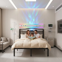 Station de charge LED de haute qualité pour tête de lit, projecteur d'ambiance silencieux et robuste à sept étoiles, cadre en fer pour lit double