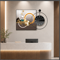 Horloge murale artistique Cerf de montagne, décor paysager noir et or pour murs de canapé, bureaux, suites d'hôtel, intérieurs inspirés de la nature