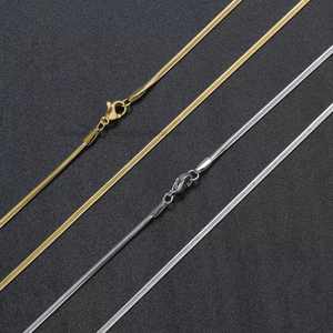 Chaîne serpent plate en acier inoxydable de 2 mm, chaîne corde à boutons, collier tendance pour homme, bijoux hip-hop avec chaîne, chaîne serpent plate - Product Image 2