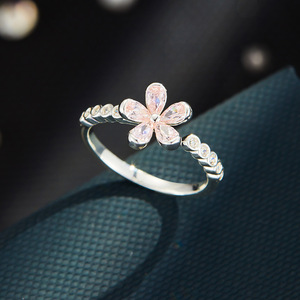 Flower <b>Open</b> <b>Ring</b> Adjustable Band Micro Pave Zircon Index Finger <b>Ring</b> Daily Wear Jewelry - Product Image 4
