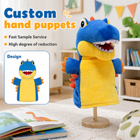 Marionnettes à main en peluche personnalisées en forme de dinosaures, personnages de dessins animés mignons, en coton PP super doux, pour Noël, en stock usine