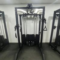 Rack à Squats Multifonctionnel avec Lat Pull Down/Cable Crossover, Pile de Poids 70kg*2, Acier Carbone pour Usage Domestique et Commercial