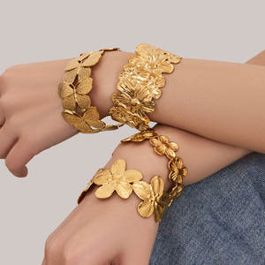 Luxury 316L Stainless Steel 14k 18k Gold Plated Fashion <b>Bracelets</b> & Bangles Flower Butterfly Fashion <b>Cuff</b> <b>Bracelets</b> for Women - Product Image 2