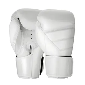 Guantes de boxeo blancos de alta calidad, guantes de boxeo de cuero Muay Thai personalizados
