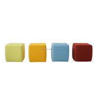 Pouf d'extérieur lavable multifonctionnel en tissu, repose-pieds carré, petit ottoman cube