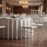Chaises de mariage Chiavari en résine acrylique transparente, durables, pour événements extérieurs, empilables, vente en gros d'usine