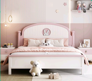 Letto per Bambini in Legno Massello, Letto Principessa per Camera <span class=keywords><strong>da</strong></span> Ragazza, Letto Grande per Studentesse, Arredamento di Lusso Leggero - Product Image 1