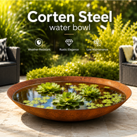Bassin d'eau extérieur en acier Corten, bac rond en métal pour jardin, bassin pour patio, décoration paysagère