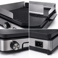 Grill électrique portable d'intérieur 1800W, grill teppanyaki sans fumée, plaque antiadhésive détachable, contrôle numérique pour la cuisson à la maison