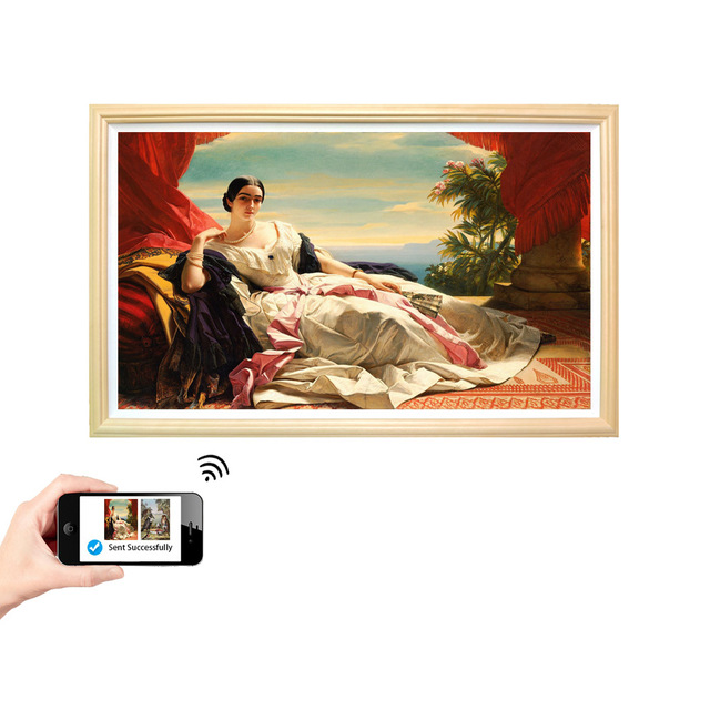 UHD 55 inch Wood digital photo frame LCD LED Advertising signage display WIFI Android monitor with wooden frame