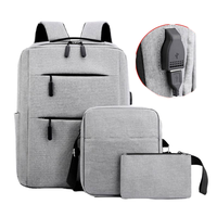 Sac à dos d'école imperméable à grande capacité, très vendu, logo personnalisé, sac à dos pour ordinateur portable professionnel, sacs d'étudiant, ensemble de trois pièces
