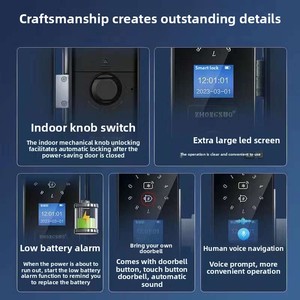 Đơn đôi cửa hợp kim nhôm không khung văn phòng kính thông minh vân tay kỹ thuật số mật khẩu khóa cơ khí thực sự không mở - Product Image 3