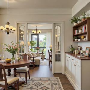 आधुनिक लकड़ी के लिविंग रूम फर्नीचर सेट, जिसमें डाइनिंग टेबल साइडबोर्ड सोफे शामिल हैं - Product Image 1