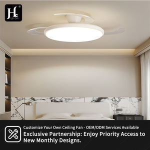 Ventilateur de plafond à fréquence variable ultra-fin invisible monobloc avec lampe pour salon, bureau, maison, style moderne - Product Image 5