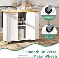 Chariot de cuisine roulant avec barre de petit-déjeuner pliante à feuilles tombantes, îlot de chariot portable avec grande étagère et tiroir de rangement