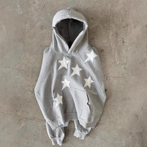 <span class=keywords><strong>Sweat</strong></span>-shirt à <span class=keywords><strong>capuche</strong></span> zippé unisexe tendance, imprimé étoile, style streetwear, coupe ample, pour le commerce international transfrontalier - Product Image 4