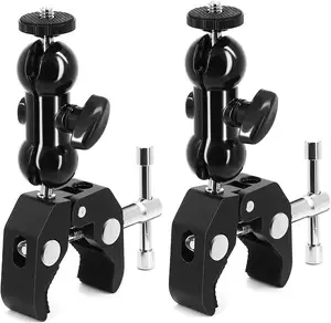 Multi-Function Double Ball Adapter Magic Arms+ 1/4" 360 Rotating Bracket Mount Super Clamp For DSLR Rig LCD Monitor