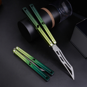 Couteau pliant en alliage d'aluminium dégradé exquis, sûr pour les débutants, idéal pour l'entraînement en extérieur, couteau Balisong - Product Image 6