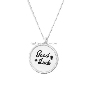 Phụ Nữ Tùy Chỉnh Cá Nhân Khắc Vòng Cổ 925 Sterling Bạc Đĩa Đồng Xu Huy Chương Vòng Mặt Dây Chuyền May Mắn Inspirational Dây Chuyền - Product Image 4