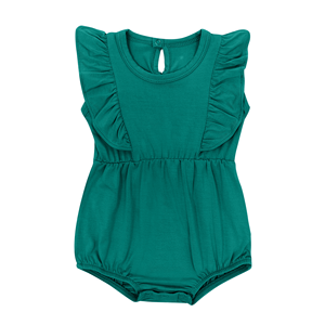 En gros Combinaison à volants sans manches en bambou et élasthanne pour nouveau-né, unie, décontractée, pyjama, vêtement de nuit, barboteuse, body pour bébé - Product Image 1