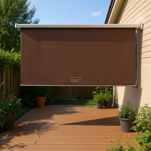 Toldo Lateral Retráctil Moderno Marrón de 39.4 x 118.1 Pulgadas, Parasol Manual de Poliéster para Montar en la Pared - Product Image 2