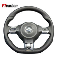 Setir Kemudi YTcarbon Gaya Suede Italia Sepenuhnya Kulit Asli untuk Golf 6 Polo GTI GTD Jetta