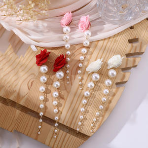 Pendientes Largos con Perlas y Flores Coloridas para Joyería Africana, Venta al por Mayor NX204213 - Product Image 2