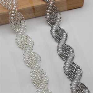 ホットウェディングスカーフビーズスパンコールビーズ服アクセサリーバッグ靴アクセサリードレス花柄エッジ刺繍メッシュレース - Product Image 1