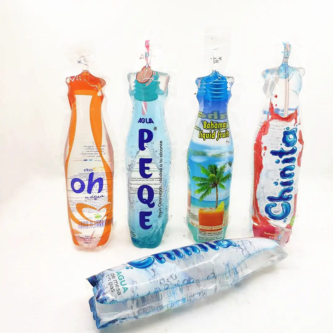 laminated bags disposable bottle shape juice packing pouches for juice or water packing