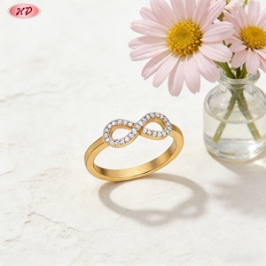 แหวนแต่งงานโรแมนติก Hengdian Jewelry แหวนทองคำขาว 18K ชุบทอง ประดับเพชรซิคอนเกรด AAA ดีไซน์อินฟินิตี้ สำหรับผู้หญิง - Product Image 3