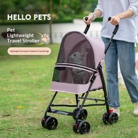 Poussette pliable légère pour animaux de compagnie, chiens et chats de petite taille, roues avant amortissantes à 360 degrés, frein double arrière, chariot