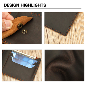 Vintage Short Bifold Leather <b>Wallet</b> Front Coin Pocket Purse Leather <b>Card</b> <b>Holder</b> <b>Wallet</b> Genuine Leather <b>Wallet</b> for Men - Product Image 2